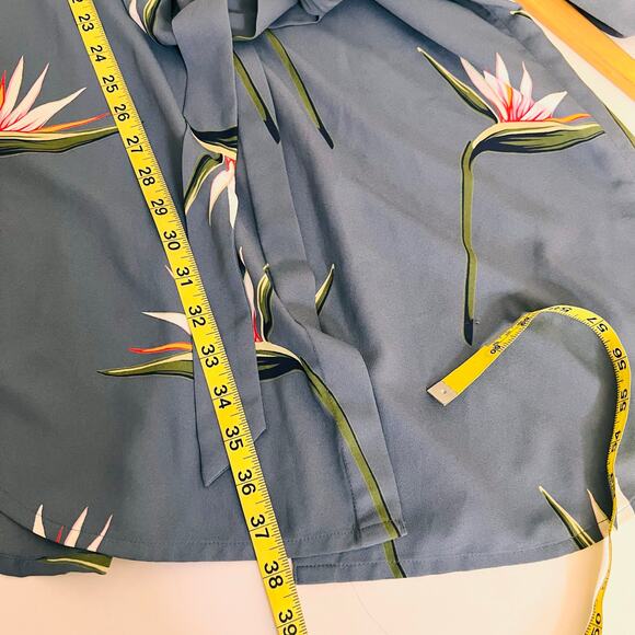 Ann Taylor Floral Button Up Long Sleeve Belted Shirt Dress Size XS Gray Multi - Picture 6 of 7